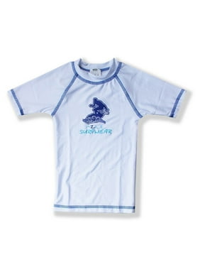 Azul Baby Boys Blue Here Fishy Fishy Print Short Sleeve Rash Guard 12-24M